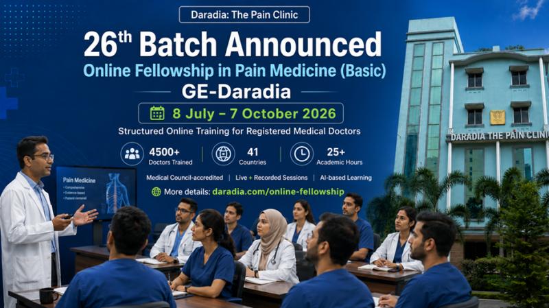 Daradia announces the 26th batch of its Online Fellowship in Pain Medicine for physicians.