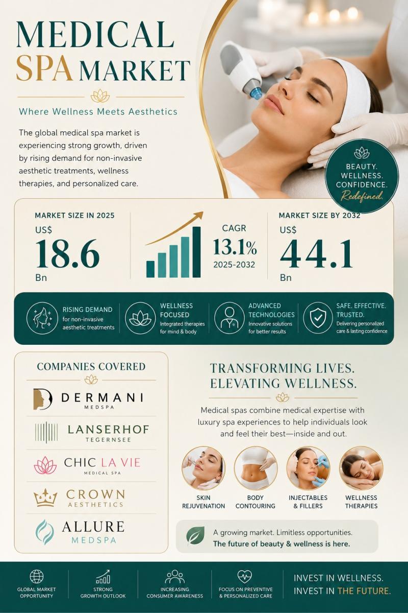 Medical Spa Market Size to Reach US$ 44.1 Bn by 2032 at 13.1% CAGR |