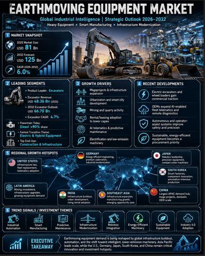 Earthmoving Equipment Market Size USD 81 Bn in 2025 to Reach USD