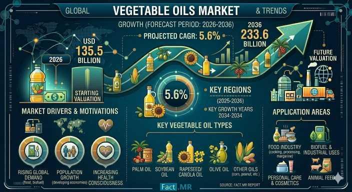 Vegetable Oils Industry Surges at 5.6% CAGR Through 2036,