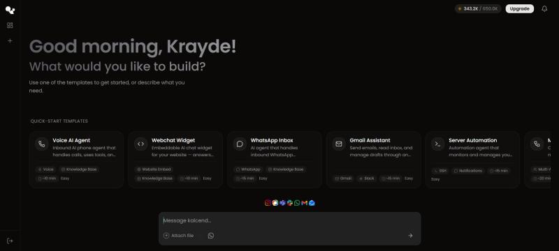 Build AI agents by just describing them in plain English. No code. No setup. Done in minutes. Try it free ? kalcend.ai