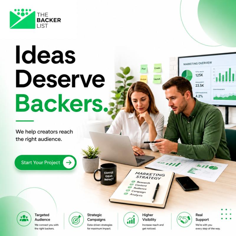 The Backer List helps creators grow crowdfunding campaigns through strategic marketing and outreach.