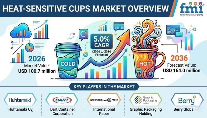 Heat-Sensitive Cups Market to Reach USD 164.0 Million by 2036, Driven by Premiumization, Sustainability Trends, and Expanding Foodservice Applications