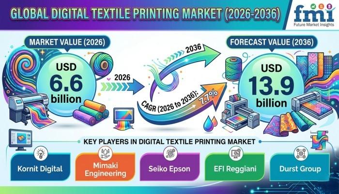 Digital Textile Printing Market to Reach USD 13.9 Billion by 2036, Driven by Fast Fashion Customization and Sustainable Manufacturing Transformation