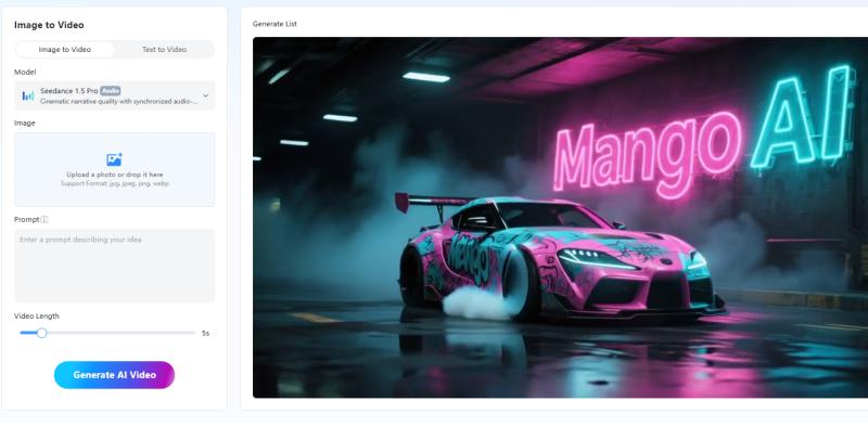 Mango AI's image to video generator creates engaging videos.