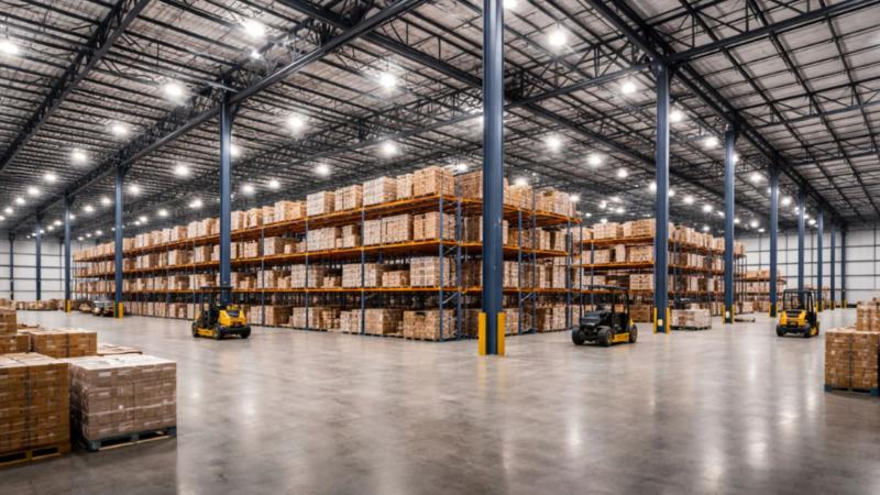 Modern warehouse infrastructure built by expert PEB manufacturers in Coimbatore for maximum efficiency and durability.