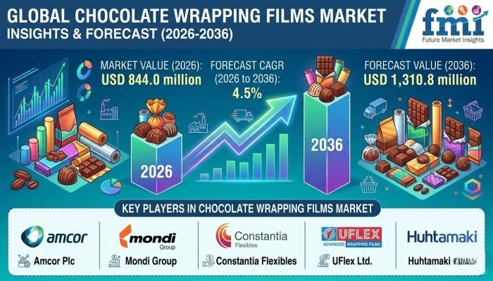 Chocolate Wrapping Films Market to Reach USD 1.31 Billion by 2036 Amid Rising Demand for Sustainable and Premium Confectionery Packaging