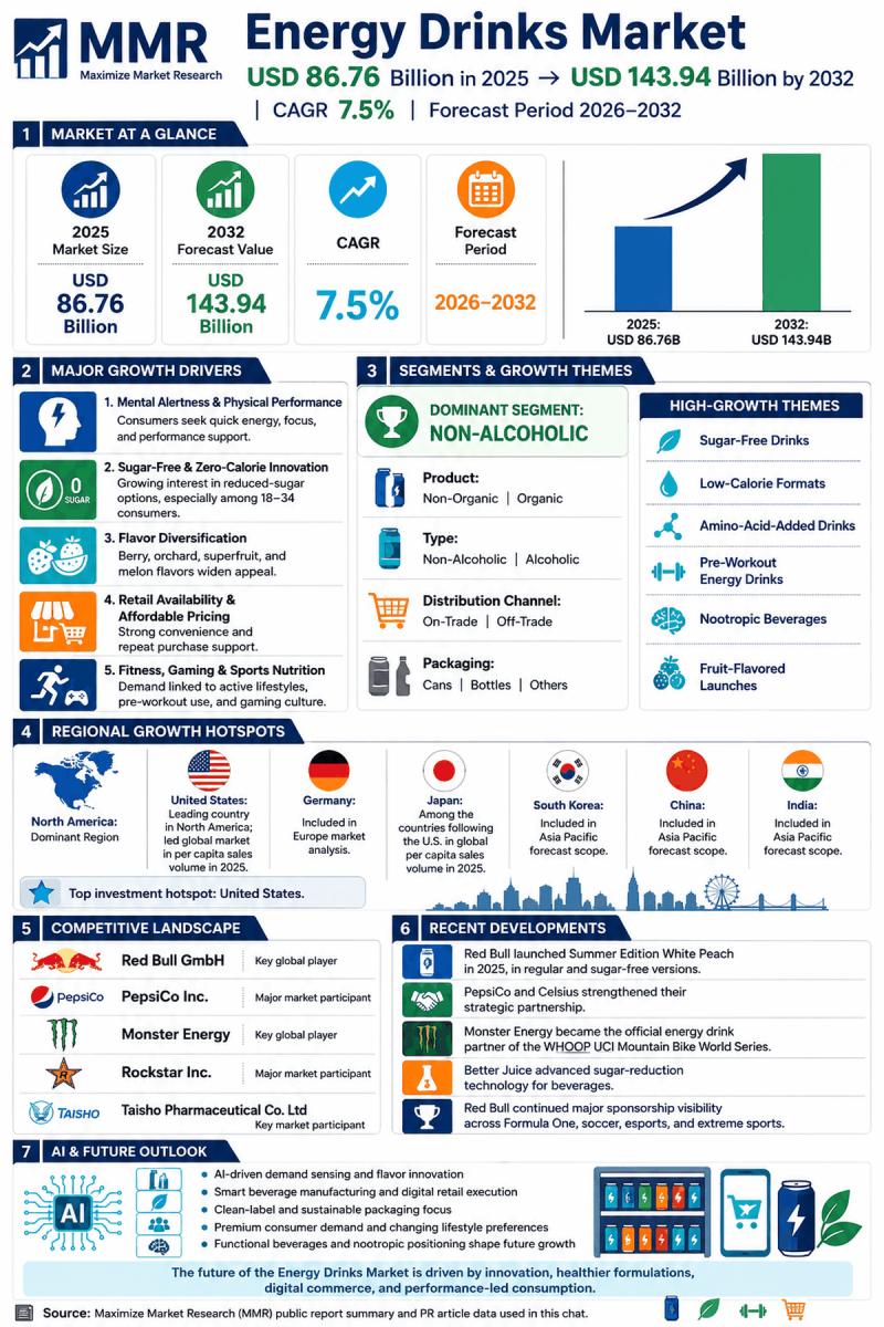 Energy Drinks Market Valued at USD 86.76 Billion, Forecast