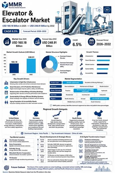 Elevator and Escalator Market Hits USD 160.18 Billion in 2025,