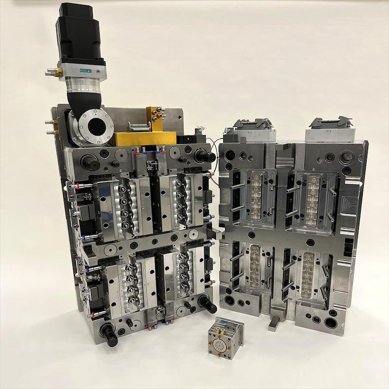 A multi-cavity production mould featuring servo-driven sliding cores for ultimate control, precision and quality.
