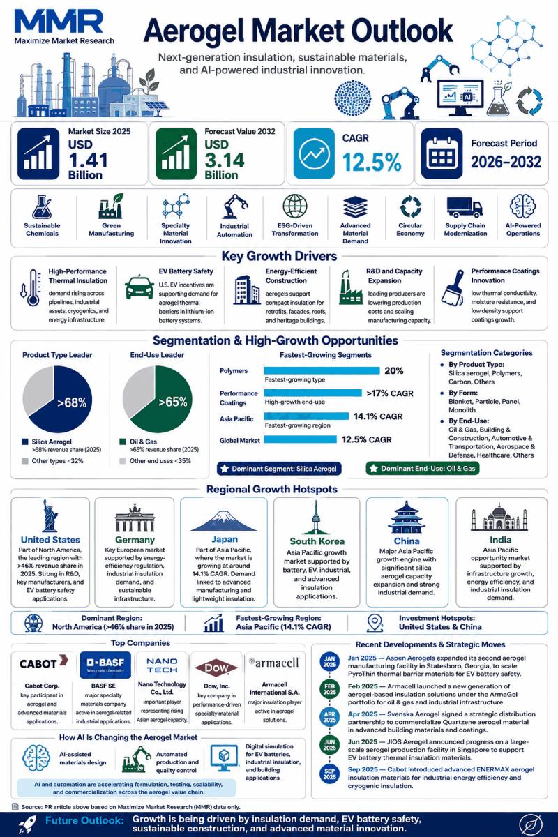 Aerogel Market Worth USD 1.41 Billion in 2025 to Hit USD 3.14