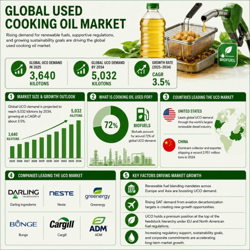 Global Used Cooking Oil (UCO) Market to Reach 5,032 Kilo Tons