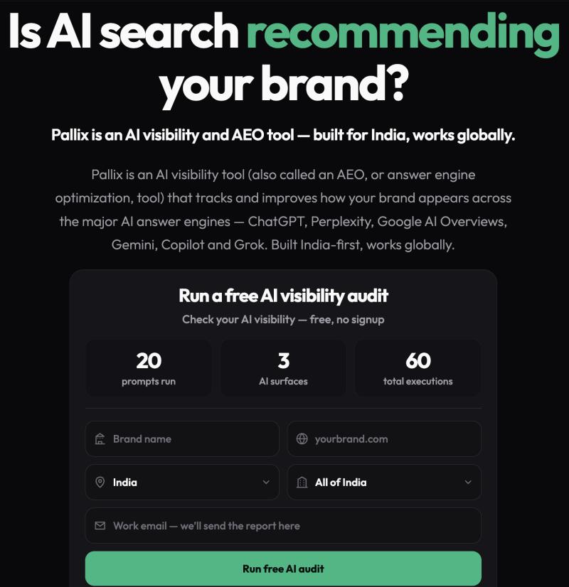 Platform thattracks brand visibility across seven AI engines, decodes AI-driven traffic, and exact source behind every ai answer.