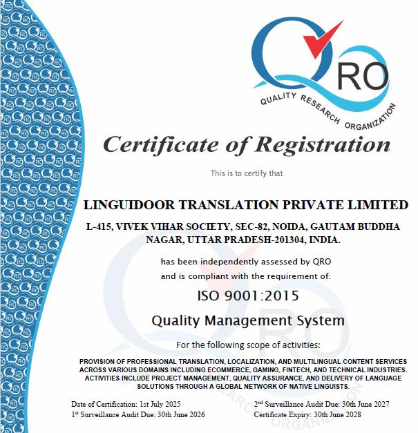 Linguidoor Earns ISO 9001 and ISO 27001 Certifications,