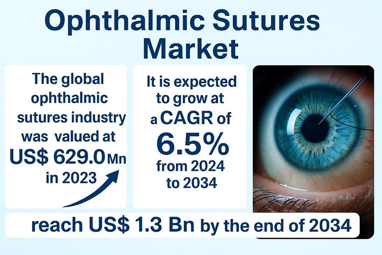 Ophthalmic Sutures Market Projected to Reach USD 1.3 Million by 2034 Amid Growing Demand for Eye Surgeries