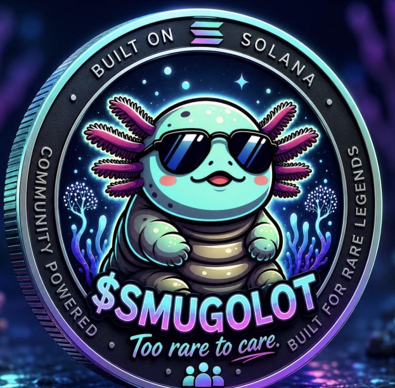 Smugolot ($SMG) axolotl mascot, representing the Smuglantis brand on Solana
