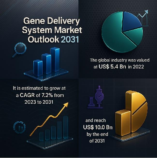 Gene Delivery System Market Outlook 2031: From US$ 5.4 Billion in 2022 to US$ 10.0 Billion by 2031, Driven by Gene Therapy Advancements and Rising Rare Disease Prevalence