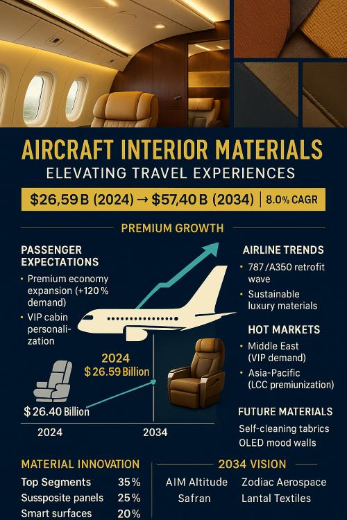 Aircraft Interior Decoration Materials Market to Reach USD 57.40 Billion by 2034