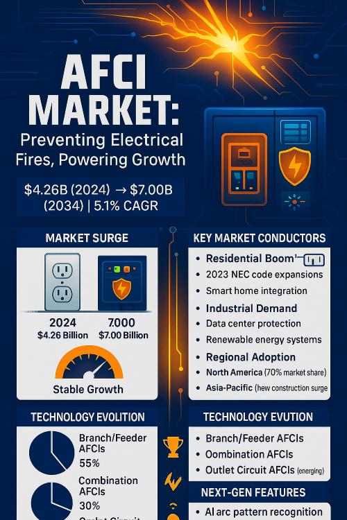 Arc Fault Circuit Interrupter (AFCI) Market to Reach USD 7 Billion by 2034, Driven by Rising Electrical Safety Standards