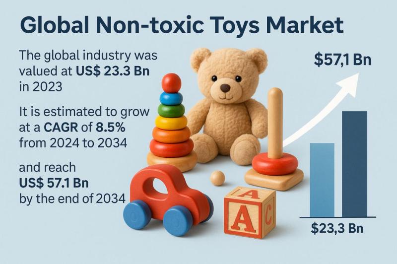 Non-toxic Toys Market Set for 8.5% CAGR Growth, Projected to Hit USD 57.1 Billion by 2034 Amid Surge in Sustainable Parenting - Analysis by TMR