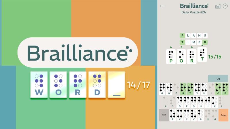 Use braille to guess the word in Brailliance, anew puzzle game from the makers of Wordvoyance.