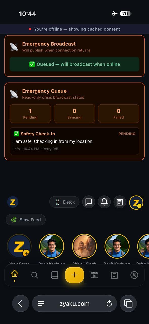Zyaku launches an offline-first emergency broadcast system, letting users queue safety check-ins and crisis alerts without interne