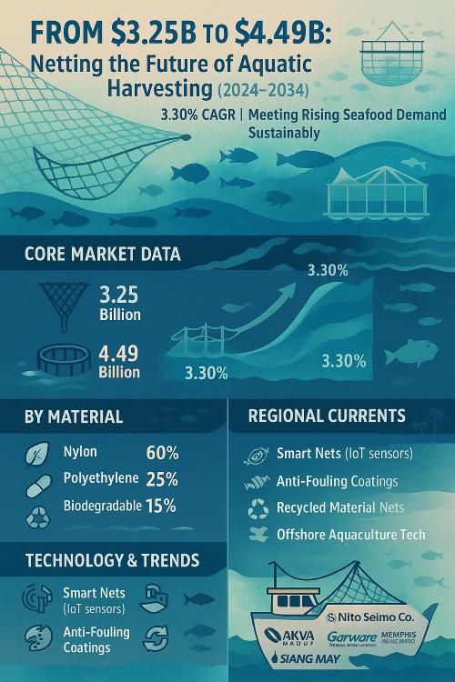 Fishing Nets and Aquaculture Cages Market Size (2024-2034): Netting Sustainable Growth in a Changing Marine Economy