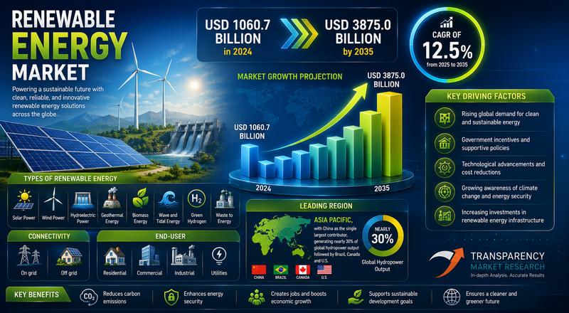 Renewable Energy Market Trends Drive Industry Toward USD 3,875.0 Billion by 2035