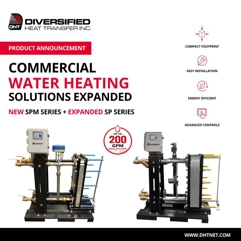 SP model now delivers up to 200 GPM, while new SPM Series integrates high-efficiency heating and mixing