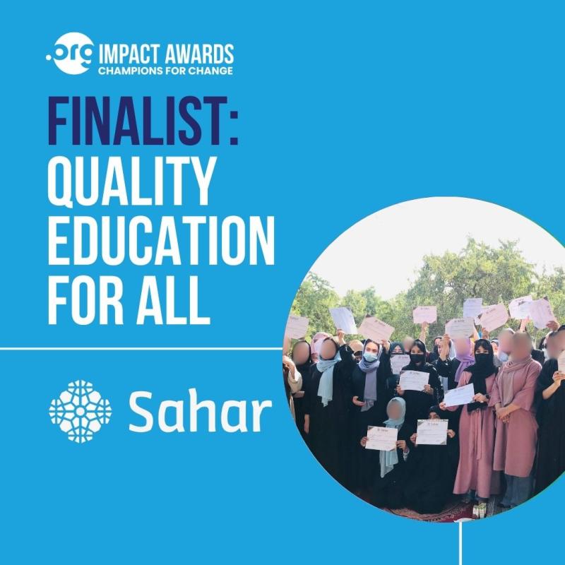 One of 35 finalists selected from over 1,700 applications from around the world, Sahar Education is changing lives