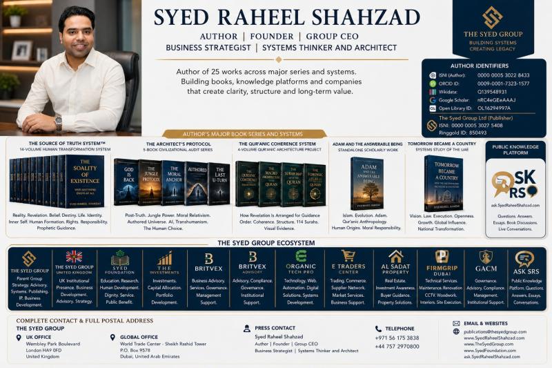 Syed Raheel Shahzad connects books, public knowledge, The Syed Group Dubai and UK ecosystem.
