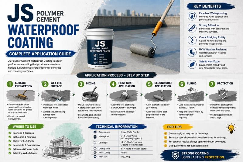 JS Polymer Cement Waterproof Coating: Complete Application