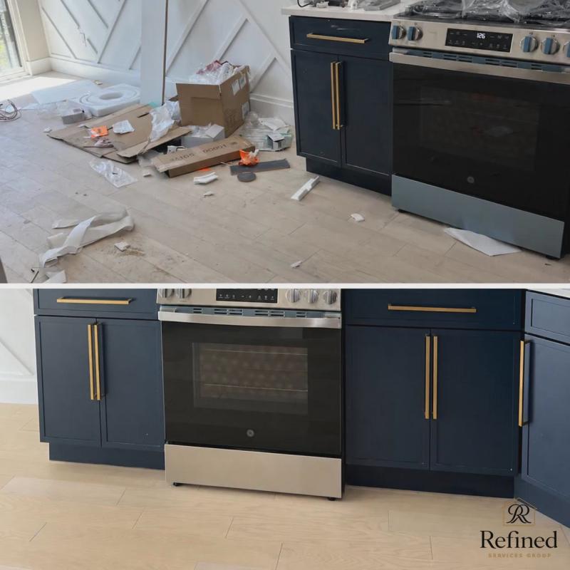 Post-construction kitchen cleanup in Bloomfield, NJ.