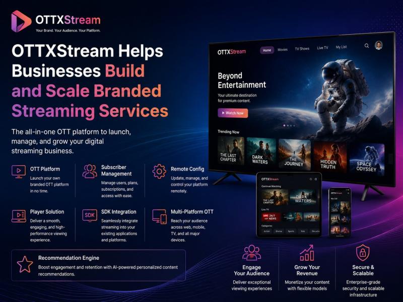 OTTXStream branded streaming platform for businesses to build and scale OTT services