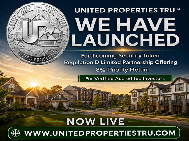 UNITED PROPERTIES TRUTM LAUNCHES FIRST-EVER TOKEN-DRIVEN ROLL-UP OF INCOME-PRODUCING ASSETS