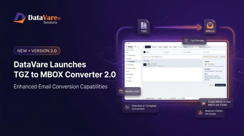 DataVare Launches TGZ to MBOX Converter 2.0 with Enhanced Email