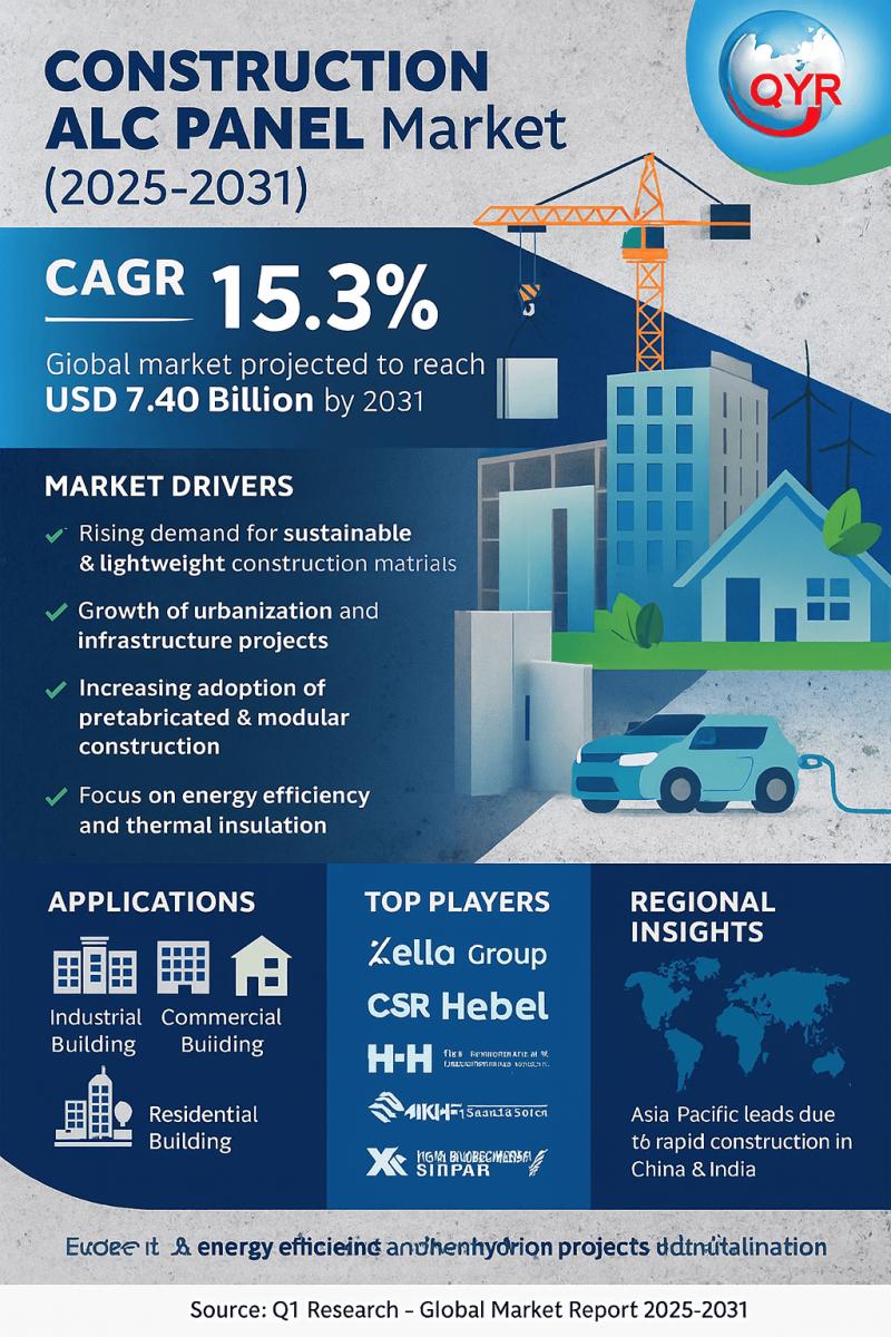 Construction ALC Panel Market Size to Surpass USD 7.40 Billion by 2031 | At a CAGR of 15.3%