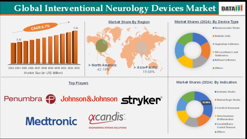 Interventional Neurology Devices Market to Reach US$ 4.11 Billion by 2033, Growing at 6.7% CAGR,, Report by DataM Intelligence
