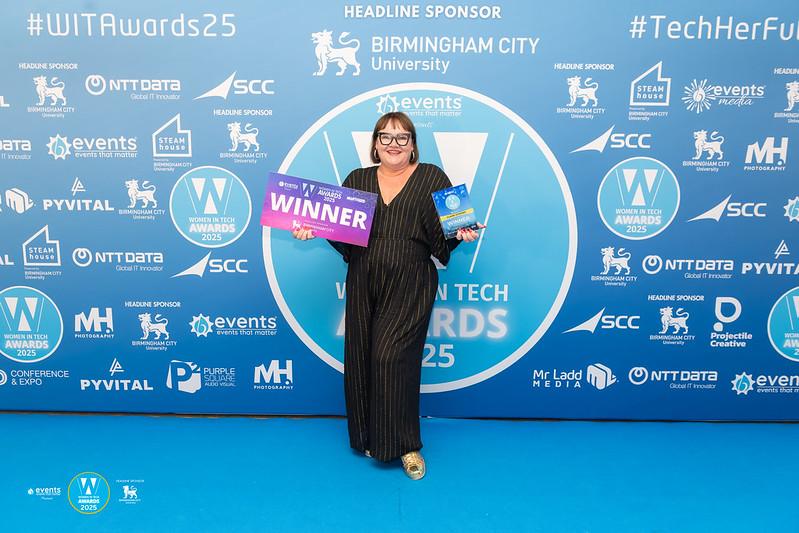 Claire Downes CEO and Co-Founder of Virtual Decisions wins the Tech for Good Award at the 2025 Women in Tech Awards