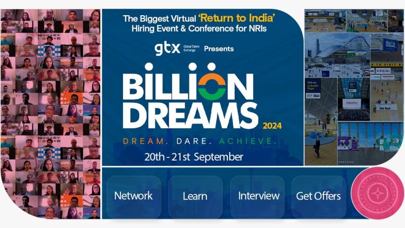 GTX Announces Billion Dreams 4.0: Virtual 'Return to India' Hiring Event & Conference for NRIs.