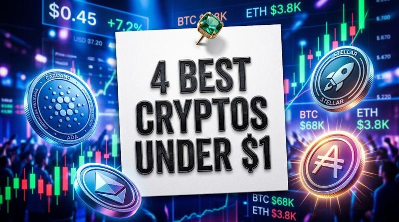 ADA and XLM stay under $1, while AlphaPepe offers a $0.0305 AI DEX entry before public trading today.
