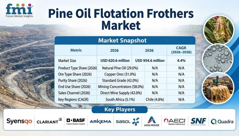 Pine Oil Flotation Frothers Market Worth USD 954.6 Mn by 2036: