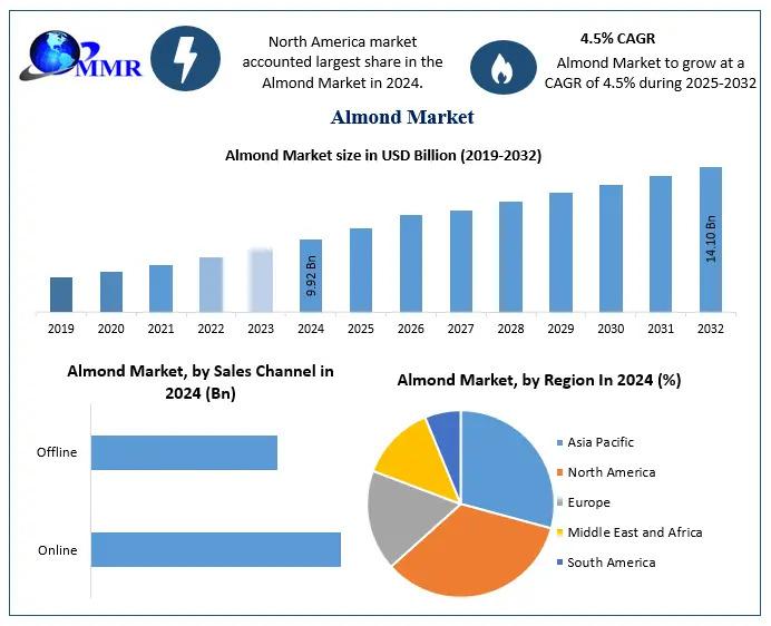 Global Almond Market to Reach USD 14.10 Billion by 2032 at 4.5% CAGR, Driven by Health-Conscious Consumption