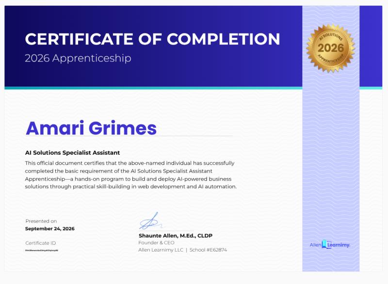 Allen Learnimy Celebrates Graduation of New Class of Certified