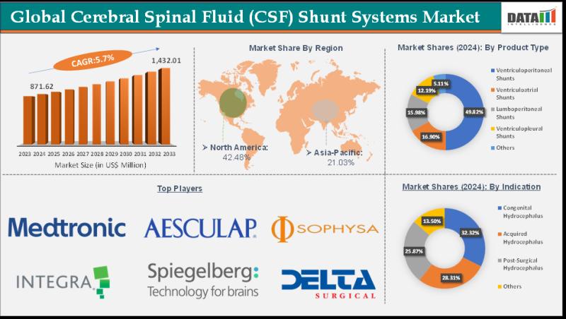 Cerebral Spinal Fluid Shunt Systems Market to Reach $1.43B by 2033 - Driven by Growing Hydrocephalus Cases & Geriatric Population | Top Companies are Medtronic, Aesculap, Inc., Sophysa.