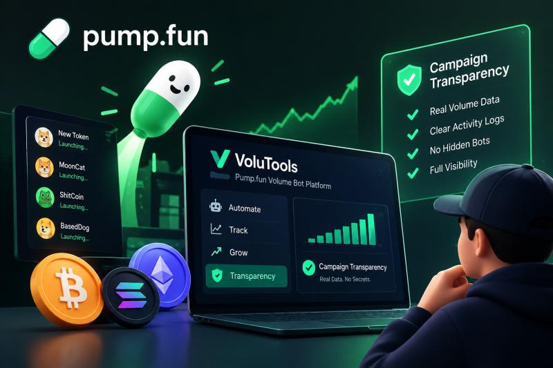 VoluTools structures Pump.fun Volume Bot automation around transparent, configurable campaign workflows on Solana.