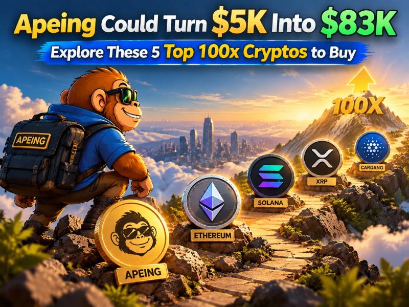 $110K Raised and Counting! Apeing Could Turn $5K Into $83K - Explore These 5 Top 100x Cryptos to Buy