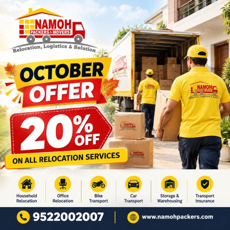 Namoh Packers and Movers Announces October Offer - 20% Off on All