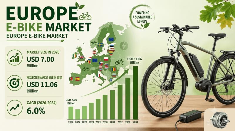 Europe E-Bike Market to USD 11.06 Billion by 2034 with a Robust