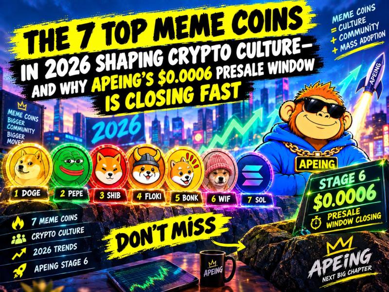 The 7 Top Meme Coins in 2026 Shaping Crypto Culture-And Why Apeing's $0.0006 Presale Window Is Closing Fast